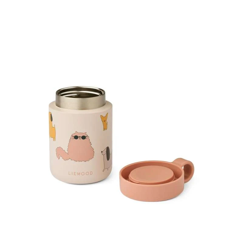 Liewood Kiani Printed Food Jar - Cats and Dogs/Sandy