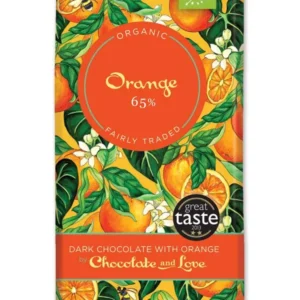 Веган органичен шоколад с портокал, 65% какао, 80гр от Chocolate and Love Orange