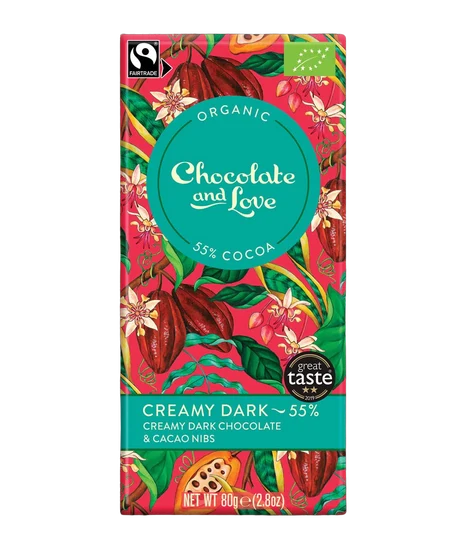 Creamy Dark органичен шоколад, 80гр, 55% какао от Chocolate and Love