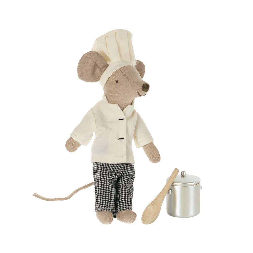 Maileg Chef mouse w. soup pot and spoon