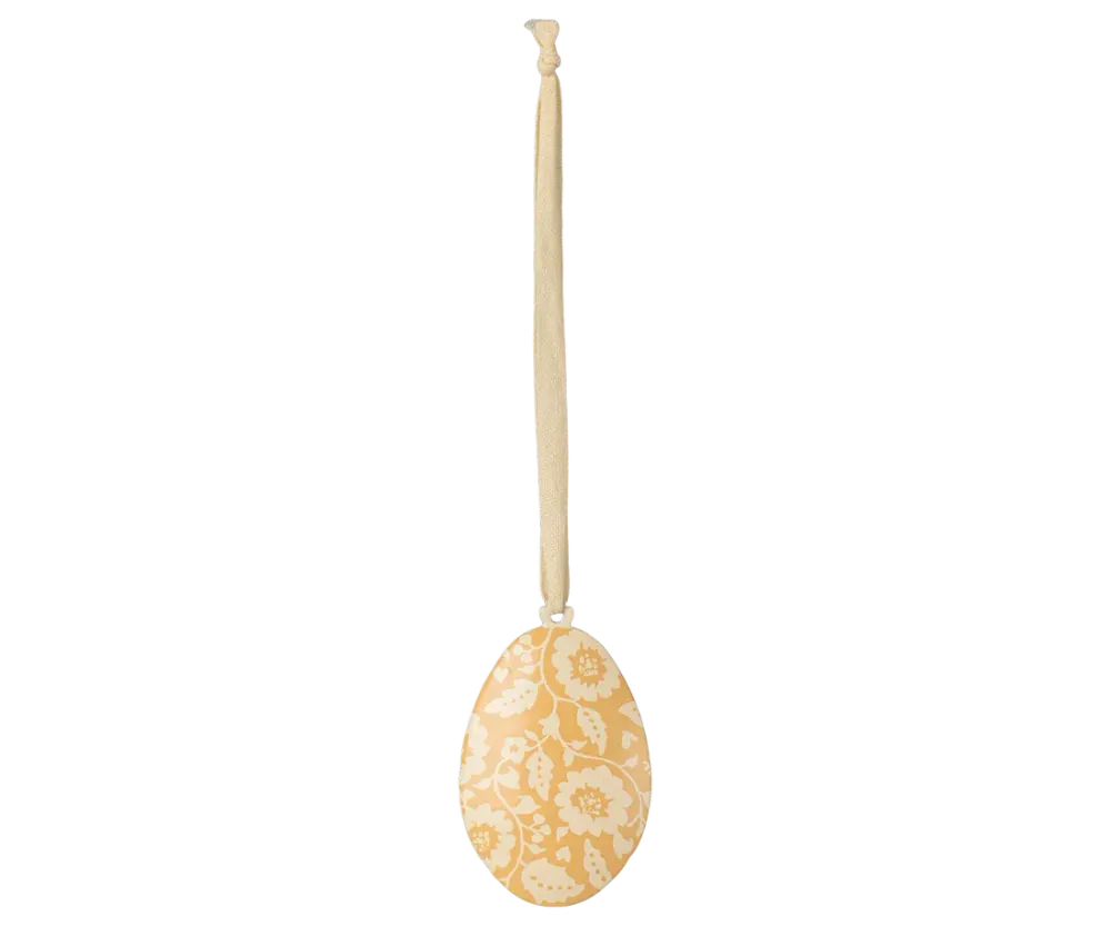 Maileg Метален орнамент Easter egg, Flowers - Yellow