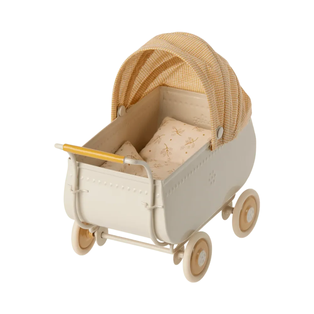 Maileg Детска количка, Micro - Yellow