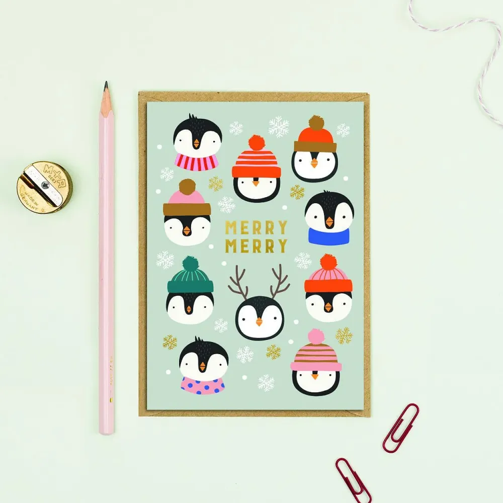 Mifkins Коледна картичка Merry Merry Penguin