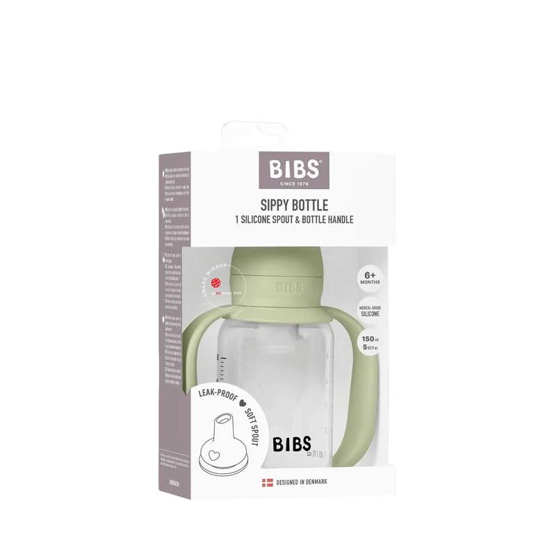 BIBS Bottle - Sutteflaskesæt - Plastik - Silikone - Sippy - 150 ml. - Sage
