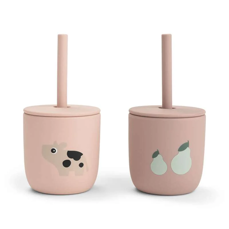 Done Deer Straw cup - Silicone - 2 pcs. - Tiny Farm - Powder
