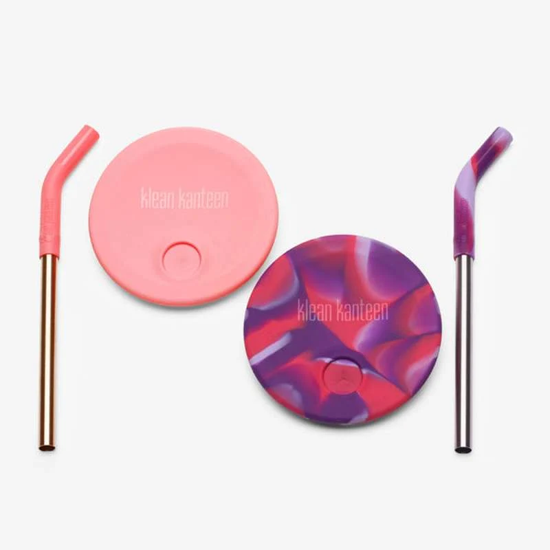 Klean Kanteen Kid Cup Straw Set 296ml Cup - 2-Pack - Pink/Tie Dye