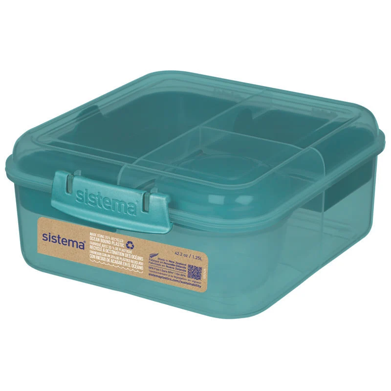 Ocean Bound Lunch Box System - Bento Cube - 1.25L - Teal Stone