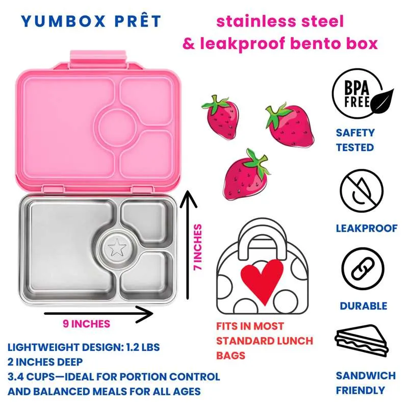 Yumbox Lunchbox - Presto Stainless Неръждаема - 4 compartments - Versaille Rose