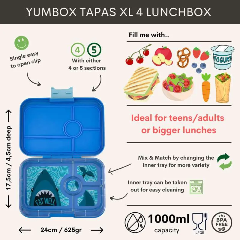 Yumbox Lunchbox - Tapas XL - 4 compartments - Hazy Blue/Panther