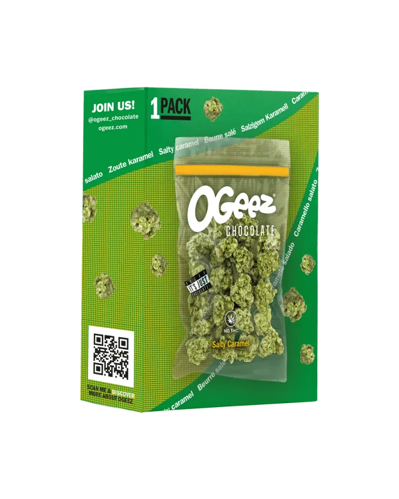 Ogeez бял шоколад с матча, морска сол и карамел 35гр.