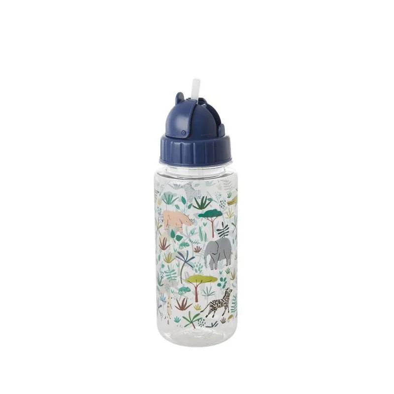 RICE Drinking bottle straw function - Dusty Green Jungle - 500 ml.