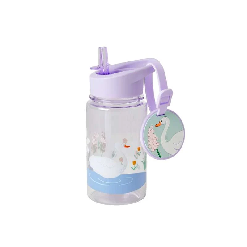 RICE Drinking bottle straw function - 450 ml. - Swan - Purple