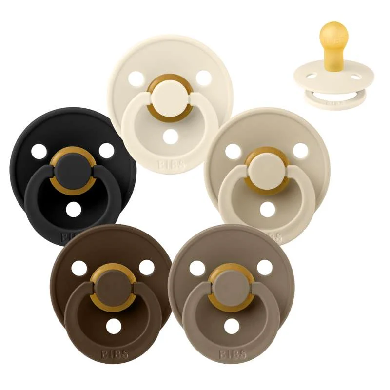 Bibs Round Colour Pacifier - Sample pack - 5 pcs. - sz. 1 - 50 Shades Coffee