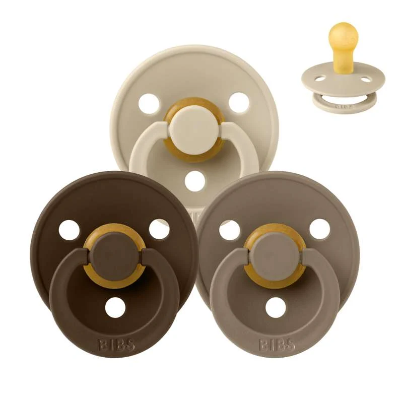 Bibs Round Colour Pacifier - Sample pack - 3 pcs. - sz. 1 - 50 Shades Coffee