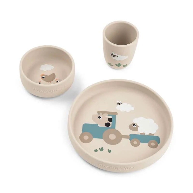Done Deer Stick&Stay Dinner Sets - Tiny Farm - Sand