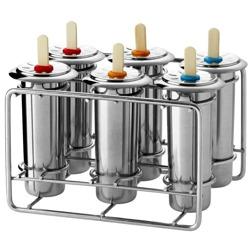 Clean Popsicle Mold Ice Cream Molds - 6 pcs. - Stand - Round