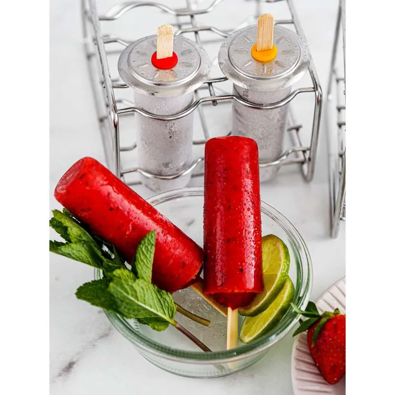 Clean Popsicle Mold Ice Cream Molds - 6 pcs. - Stand - Round