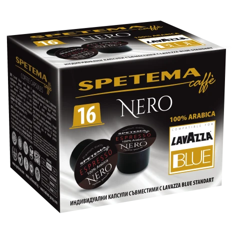 Spetema Nero кафе капсули съвместими с Lavazza blue кафемашини, 16 бр