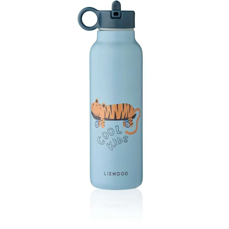 Liewood Falk Drikkeflaske - Rustfrit Stål - 500ml - Tiger/Beach Лазурен