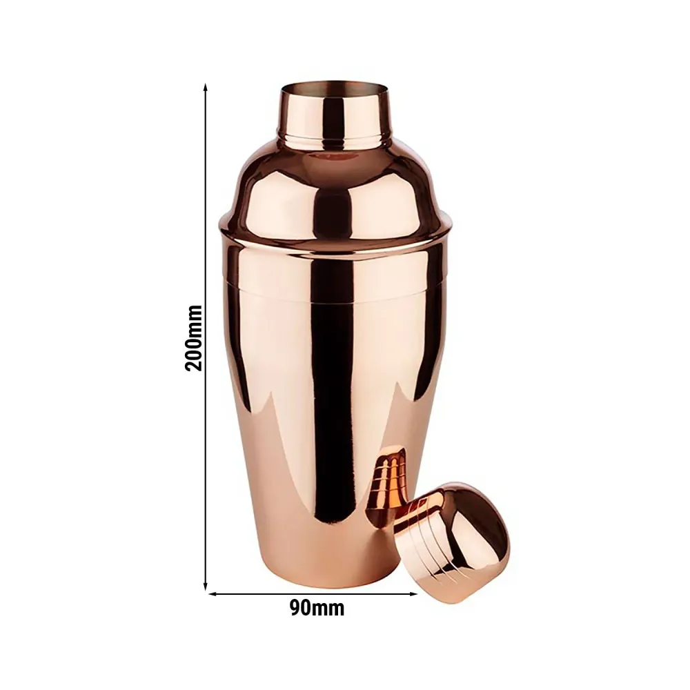 (6 бр.) Класически шейкър (3 части) - медно покритие - 0,5l
