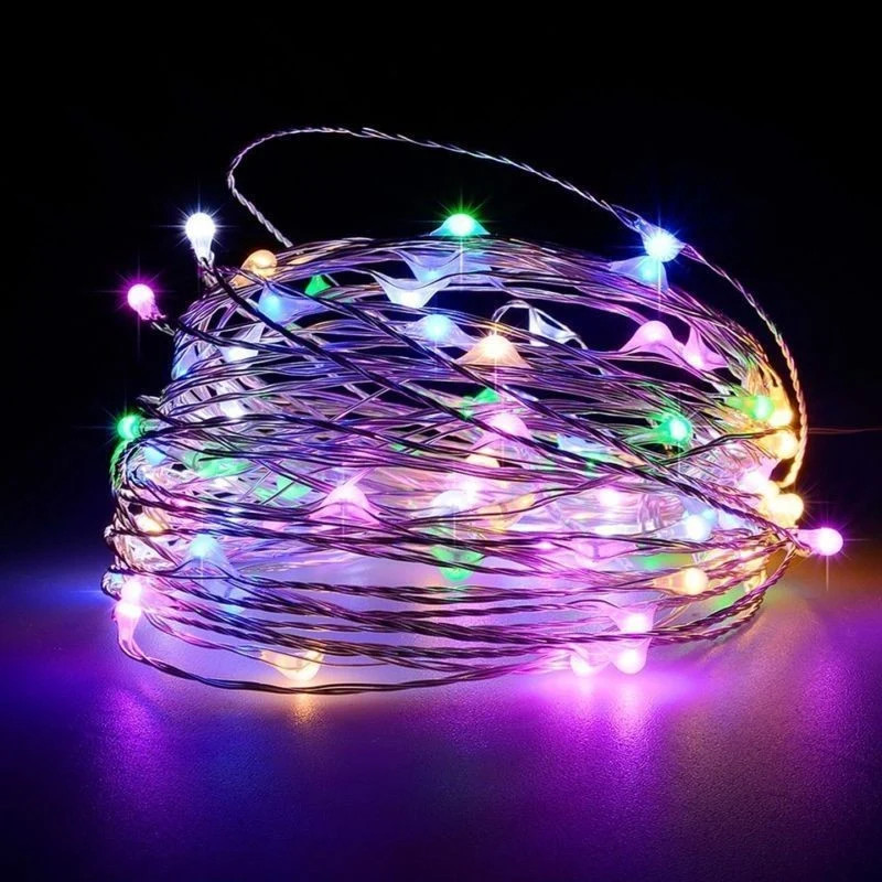 Коледна инсталация, 10 метра, 100 светодиода, USB, 8-функционално дистанционно управление