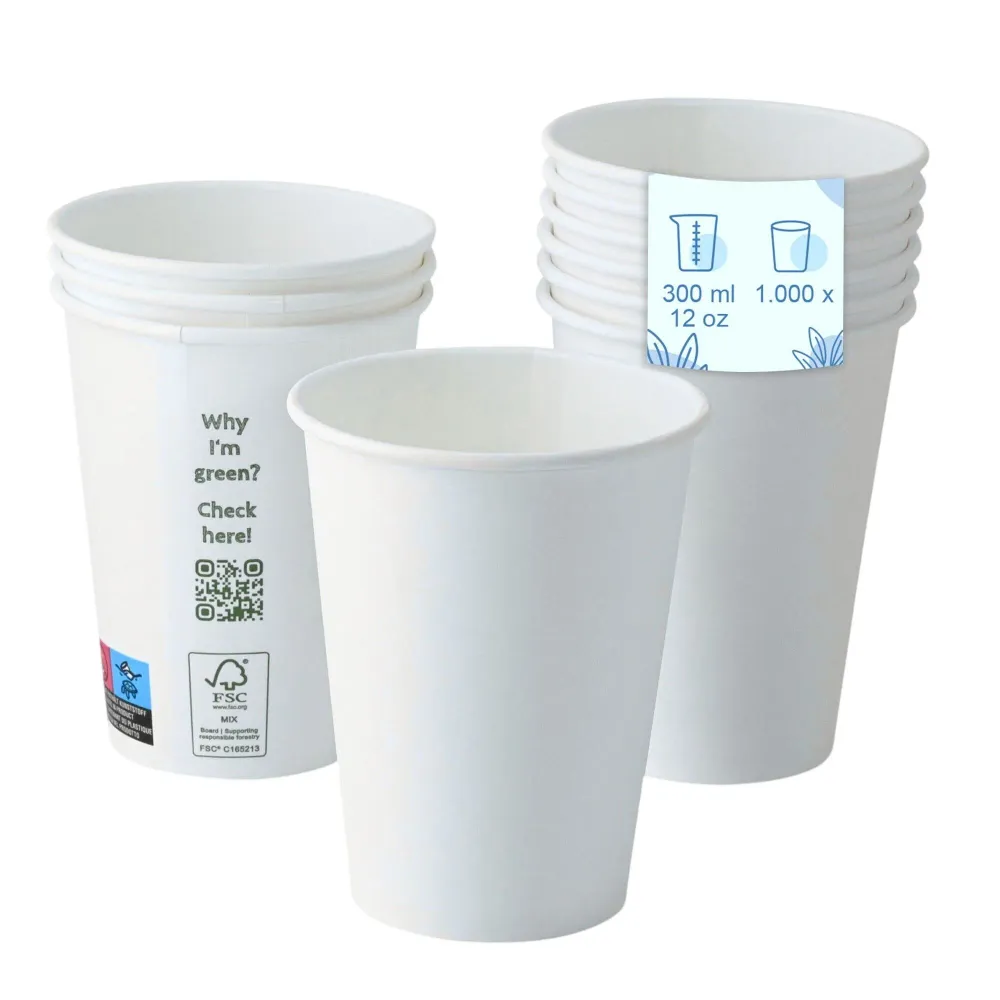 (1000 броя) Хартиена чаша - 300ml - 12 oz - Ø 90mm - Бяла