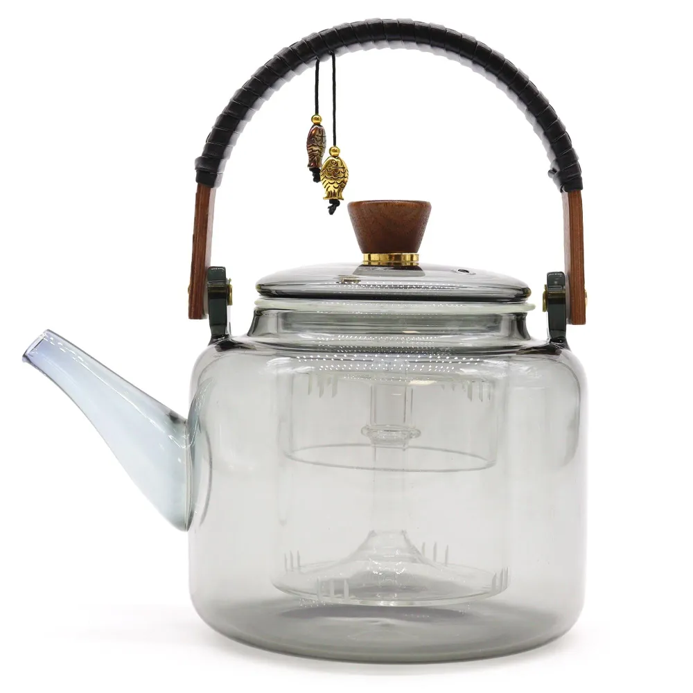 Стъклена чайник с инфузер, въглен 1000ml