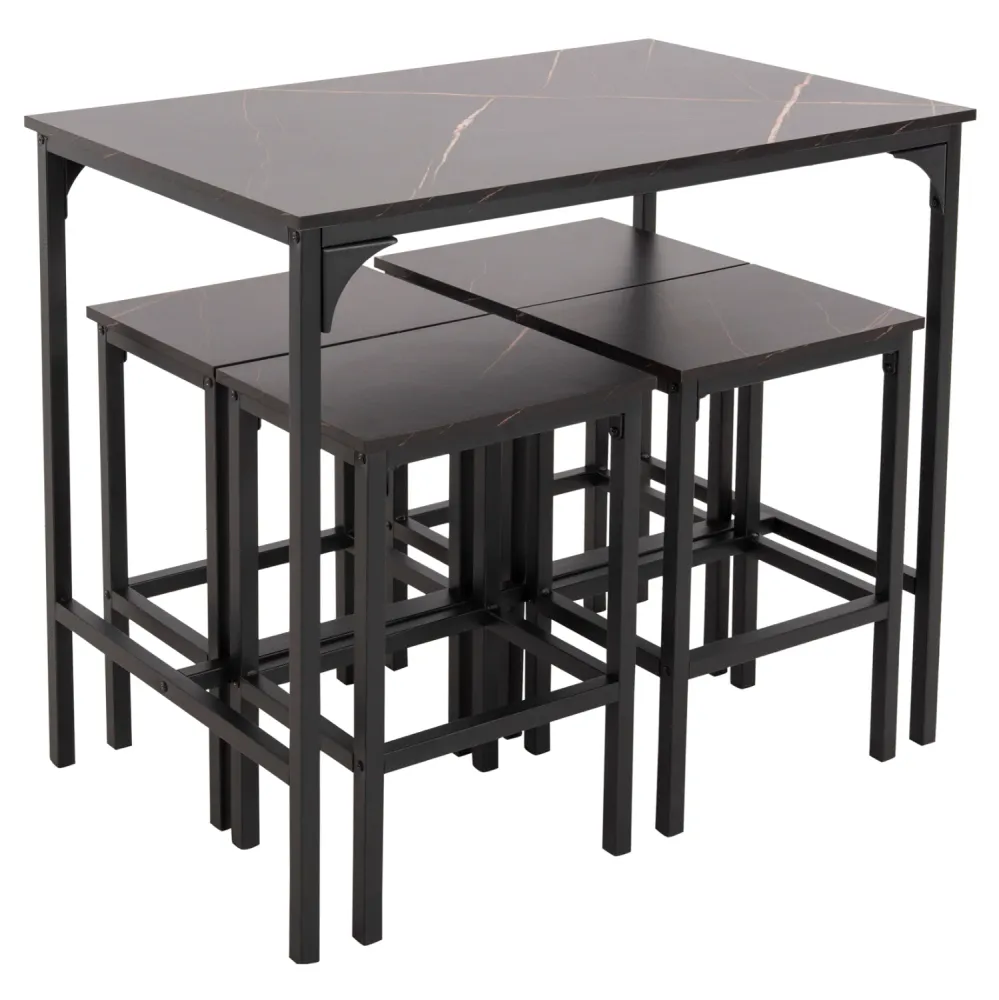 Комплект бар маса 100x60x86 +4 бар стола BOXY черен цвят