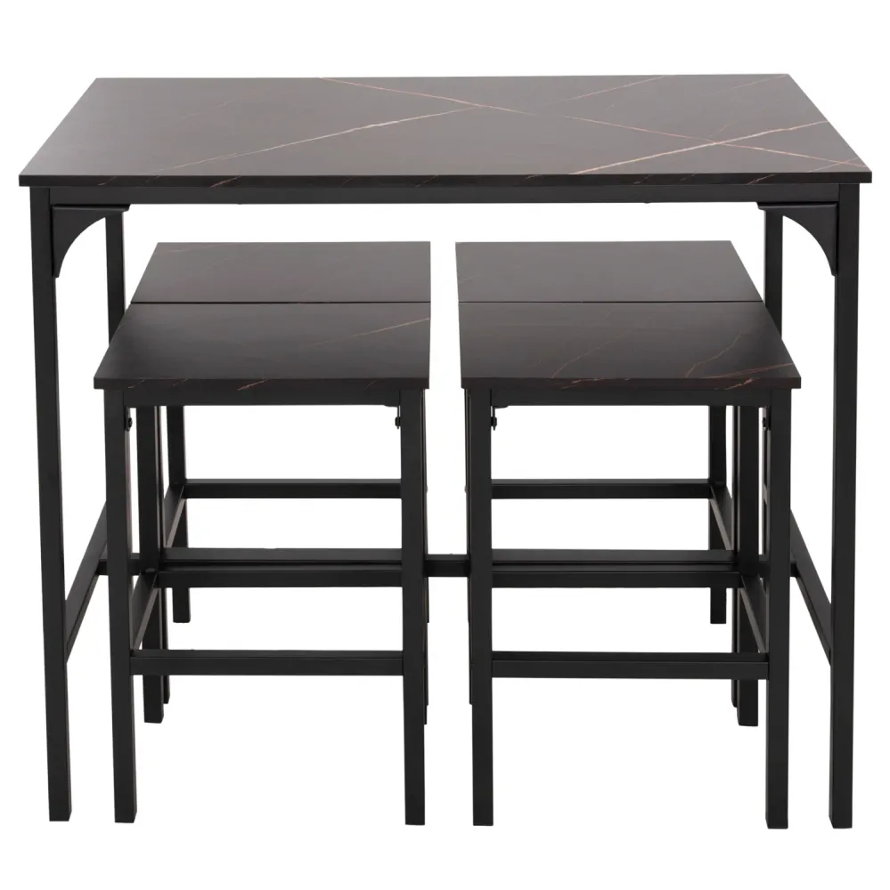 Комплект бар маса 100x60x86 +4 бар стола BOXY черен цвят