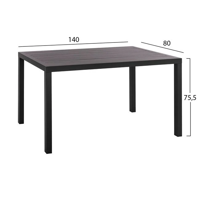 Градински комплект 5 бр 10531 сив цвят с маса 140x80x75,5