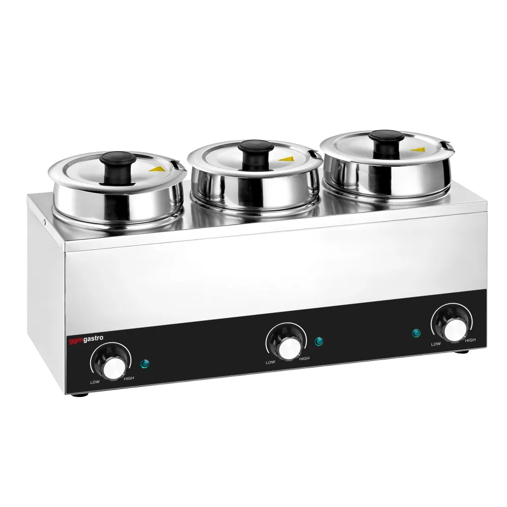 Професионален настолен бен мари за сосове - 10,5L - 450W - 3 тенджери с по 3,5L - с терморегулатор