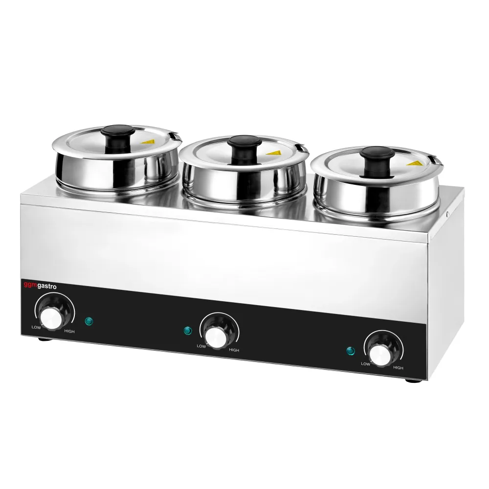Професионален настолен бен мари за сосове - 10,5L - 450W - 3 тенджери с по 3,5L - с терморегулатор
