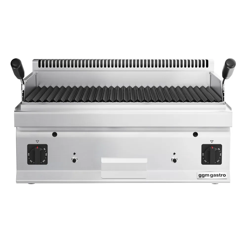 Професионален газов грил с вулканични камъни - 10,6kW - за професионална BBQ кухня - настолен модел - 600 Дълбочина - Накл...