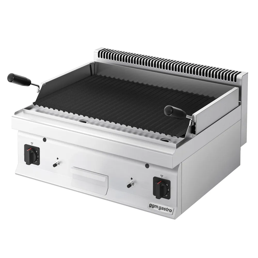 Професионален газов грил с вулканични камъни - 10,6kW - за професионална BBQ кухня - настолен модел - 600 Дълбочина - Накл...
