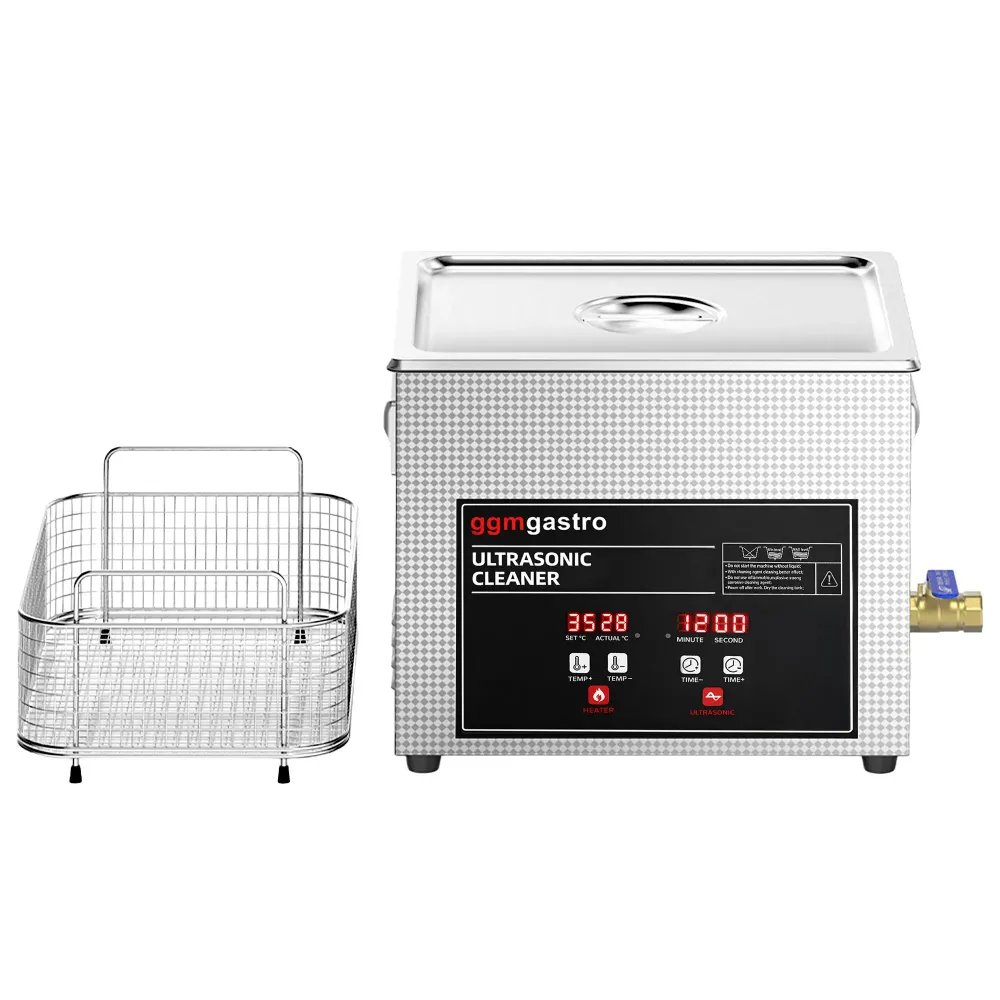 Ултразвукова вана - Професионална - с нагревател - дигитално управление - 10l - 240W ултразвукова мощност - 40kHz - с кран...