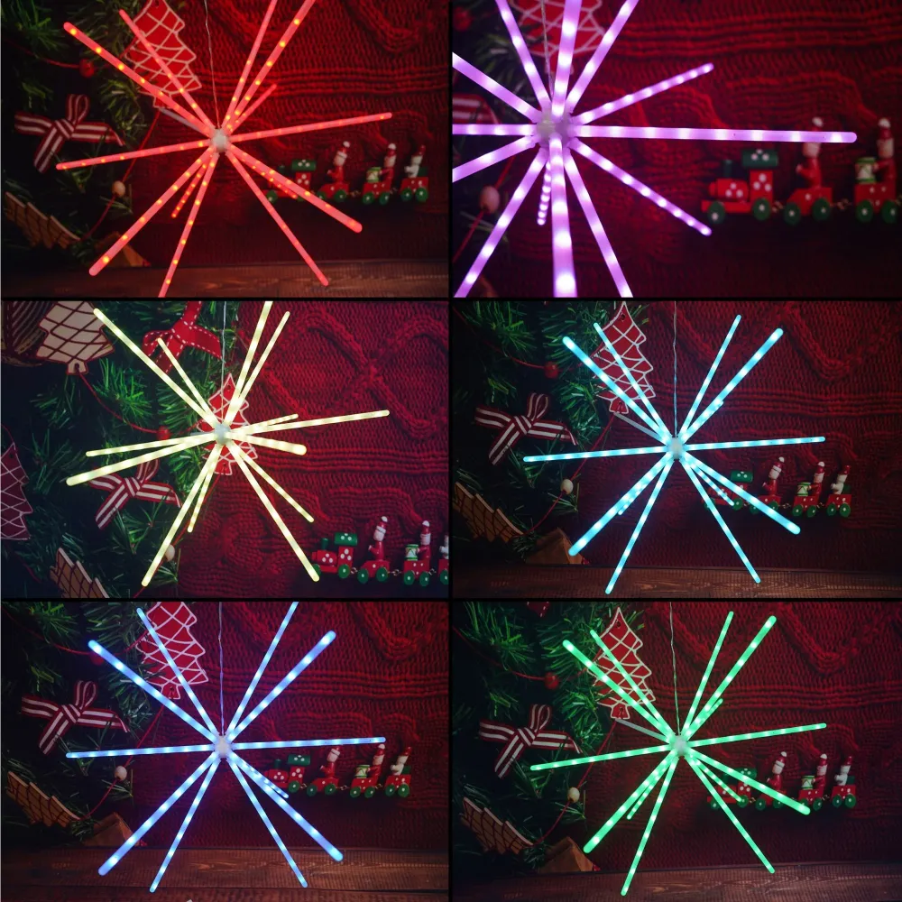 Коледна инсталация, 112 LED осветление, RGB, звездообразно осветление, с трансформатор, меден проводник, за вътрешна/външн...