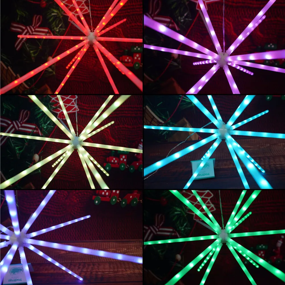 Коледна инсталация, 112 LED осветление, RGB, звездообразно осветление, с трансформатор, меден проводник, за вътрешна/външн...