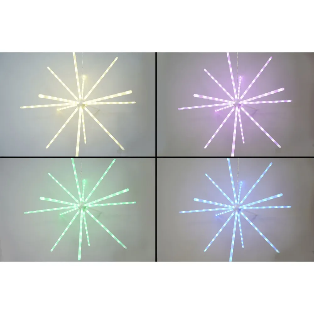 Коледна инсталация, 112 LED осветление, RGB, звездообразно осветление, с трансформатор, меден проводник, за вътрешна/външн...