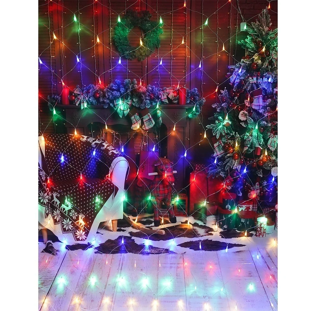 Коледна инсталация, мрежест тип, IP 44, 1200 светодиода, многоцветен, 8 светлинни ефекта, трансформатор без дистанционно у...