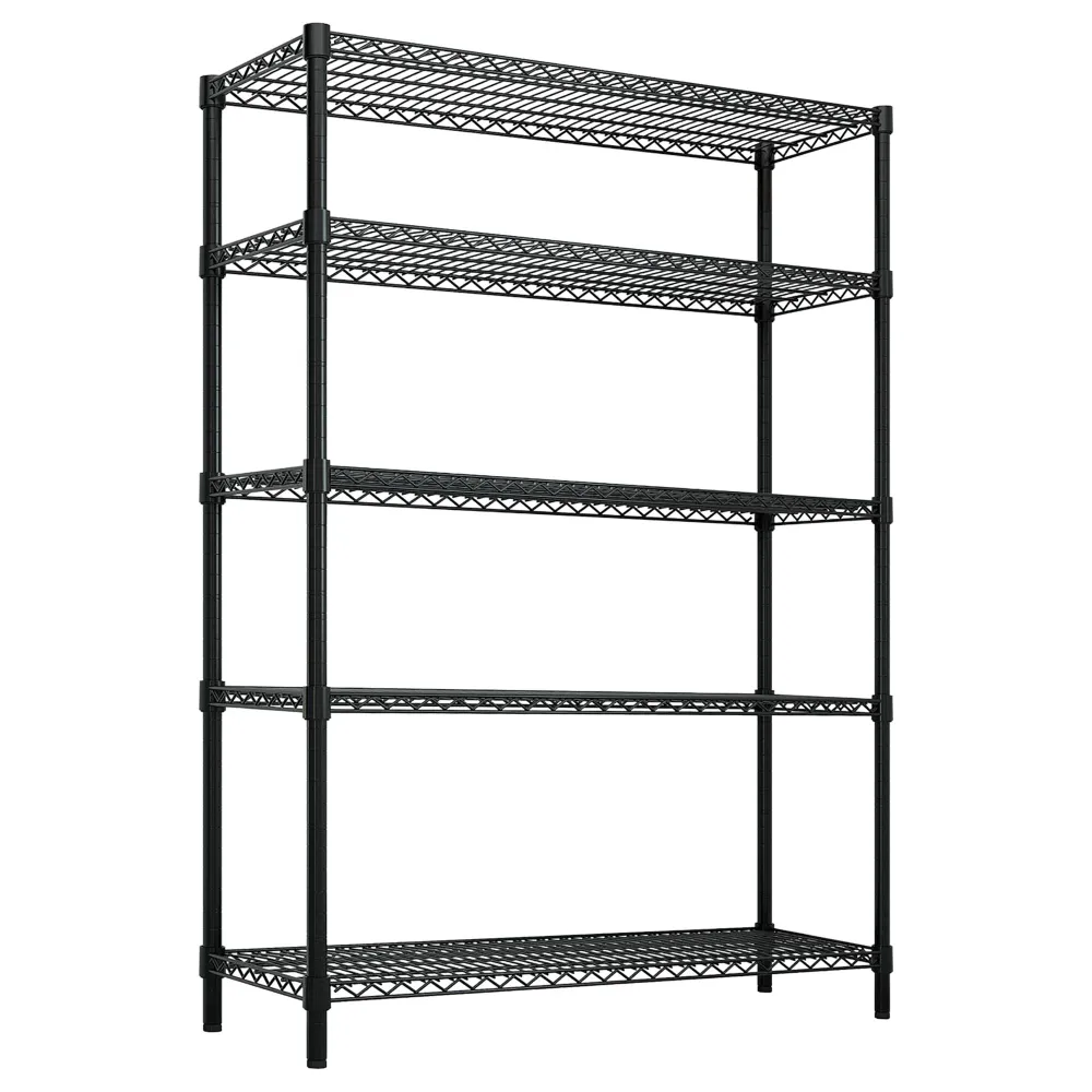 Стоманен стелаж - 1200x450mm - 5 рафта - Черно