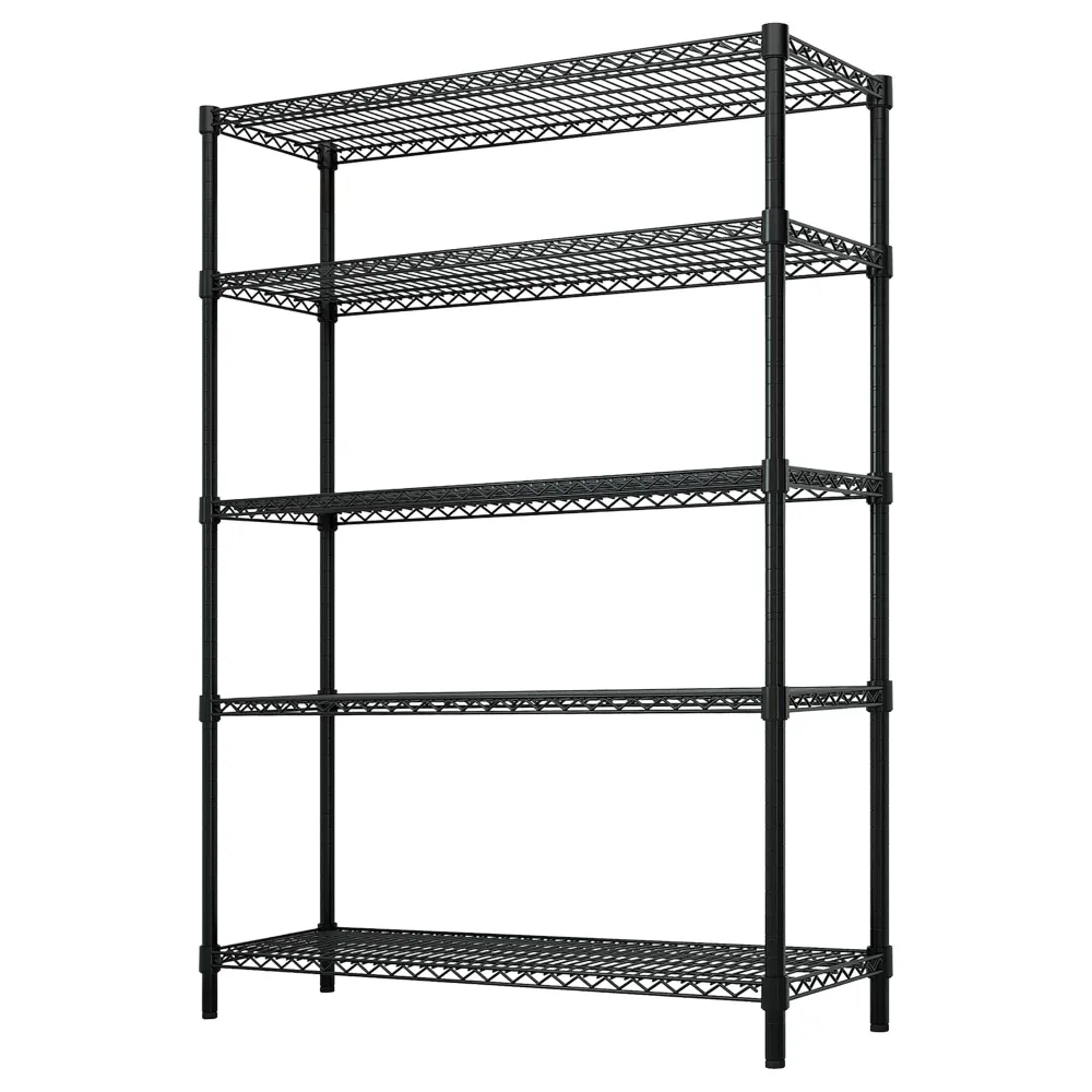 Стоманен стелаж - 1200x450mm - 5 рафта - Черно