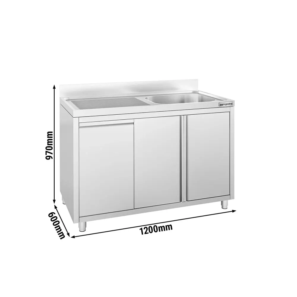 Шкаф с мивка - 1200x600mm - с кофа за отпадъци и 1 корито вдясно