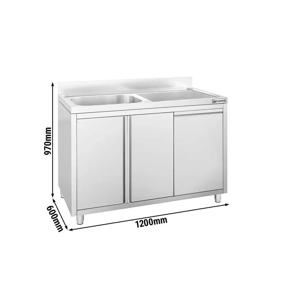 Шкаф с мивка - 1200x600mm - с кофа за отпадъци и 1 корито вляво