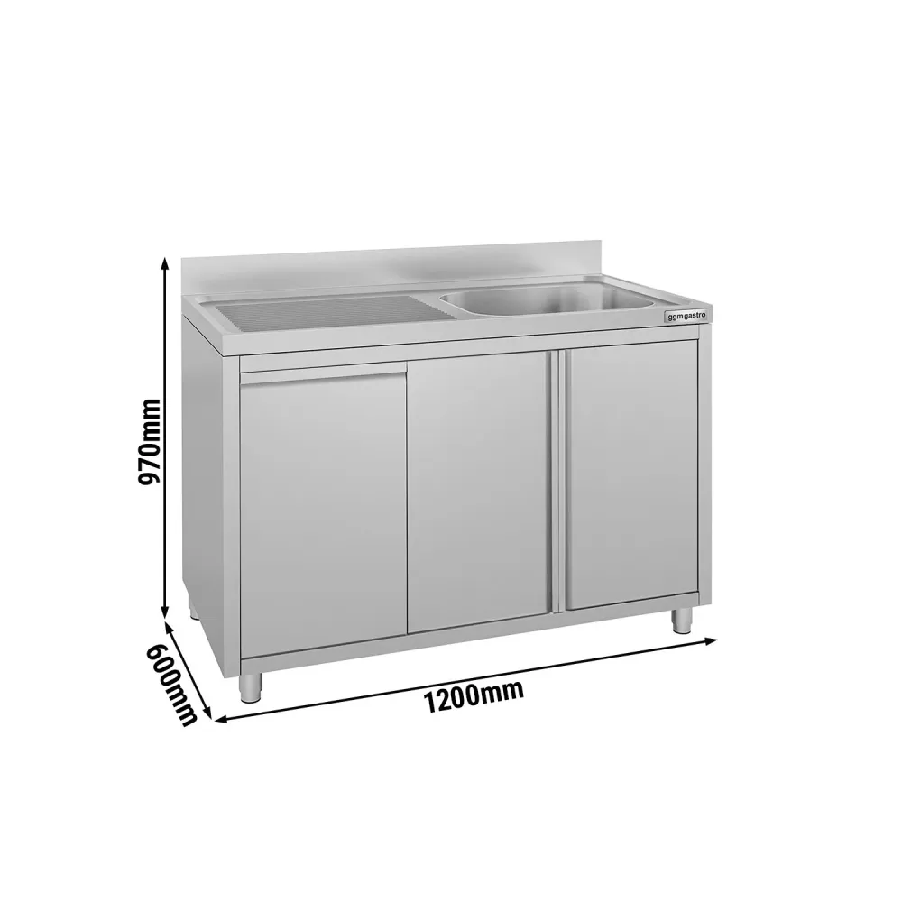 Шкаф с мивка - 1200x600mm - с кофа за отпадъци и 1 корито вдясно