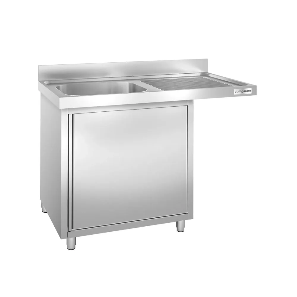 Маса за миялна машина с мивка - 1200x700mm - с 1 корито вляво - с борд 100mm - AISI 304