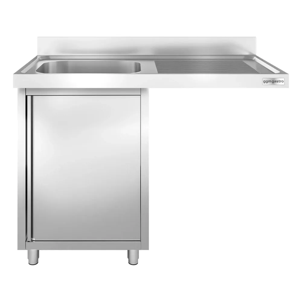 Маса за миялна машина с мивка - 1200x700mm - с 1 корито вляво - с борд 100mm - AISI 304