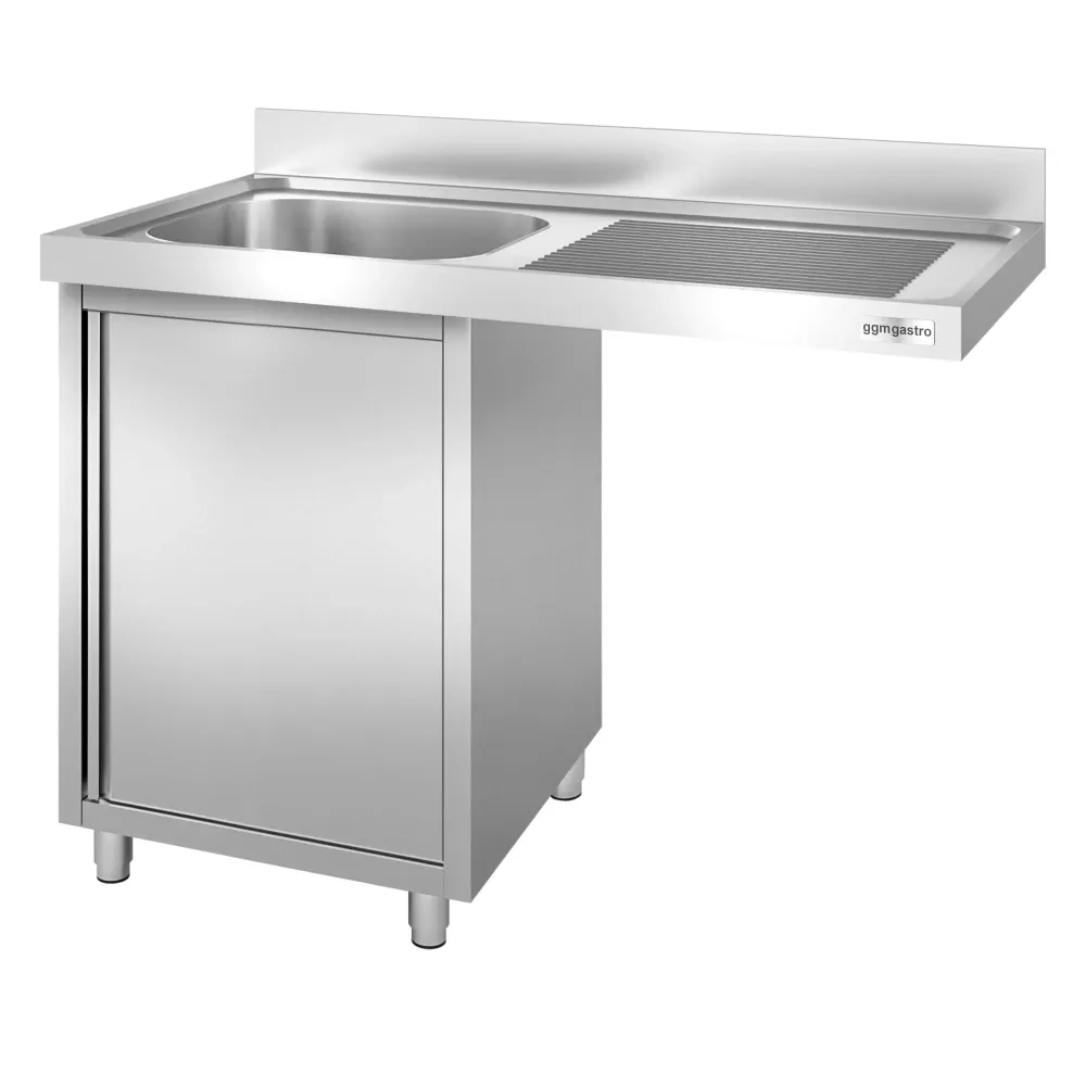 Маса за миялна машина с мивка - 1200x700mm - с 1 корито вляво - с борд 100mm - AISI 304