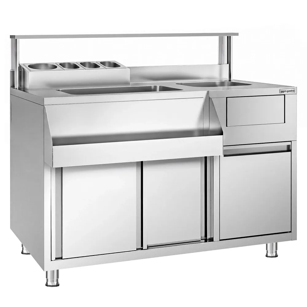Бар стейшън - неръждаема стомана - 1200x720mm - с 2 плъзгащи врати