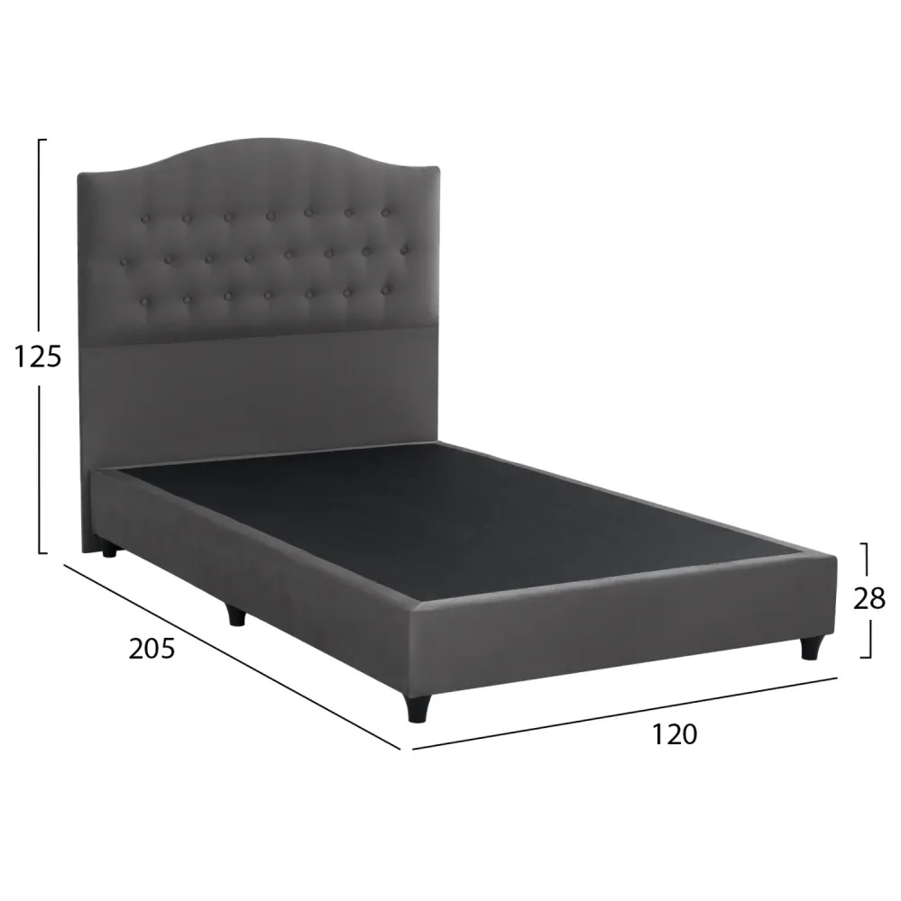 Легло Малена кадифе сив цвят 120x200 см