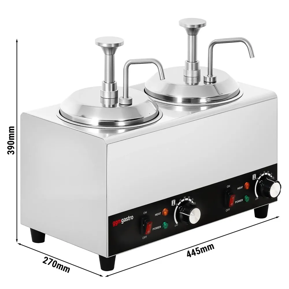 Професионален Отопляем диспенсър за сосове - 1.2kW - 2x2L - вкл. 2 вложки